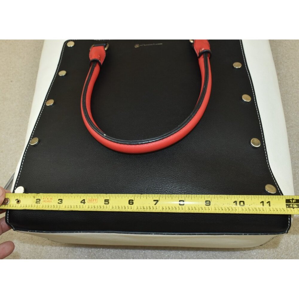 Christian Lacroix Women's Purse Black/White/Red Leather Tote Handbag -Flaws- - Picture 13 of 15